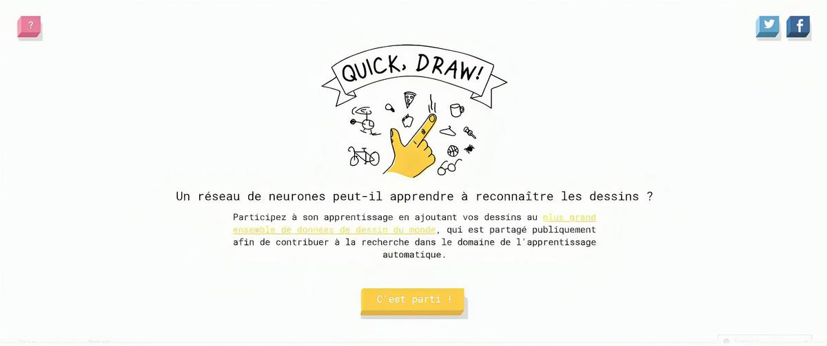 Presentation of the quick draw tool's homepage to guide user to the right website