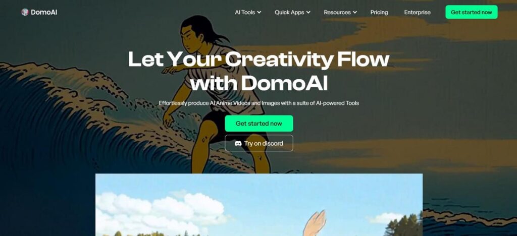 Presentation of the domoai tool's homepage to guide user to the right website