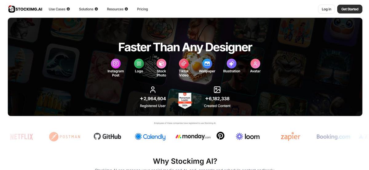 Presentation of the stockimg ia tool's homepage to guide user to the right website