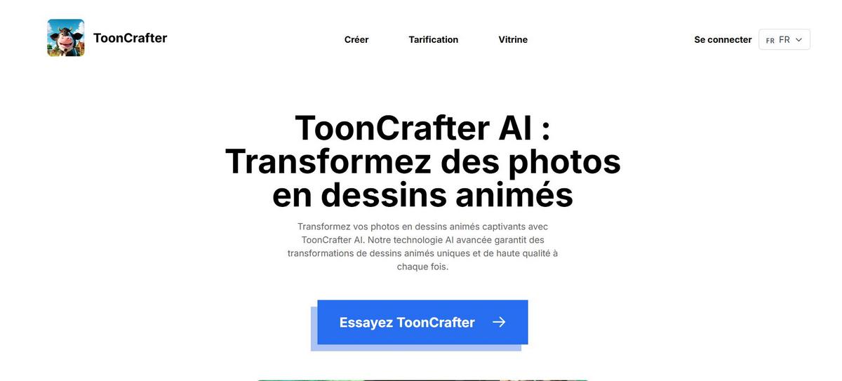 Presentation of the tooncrafter tool's homepage to guide user to the right website