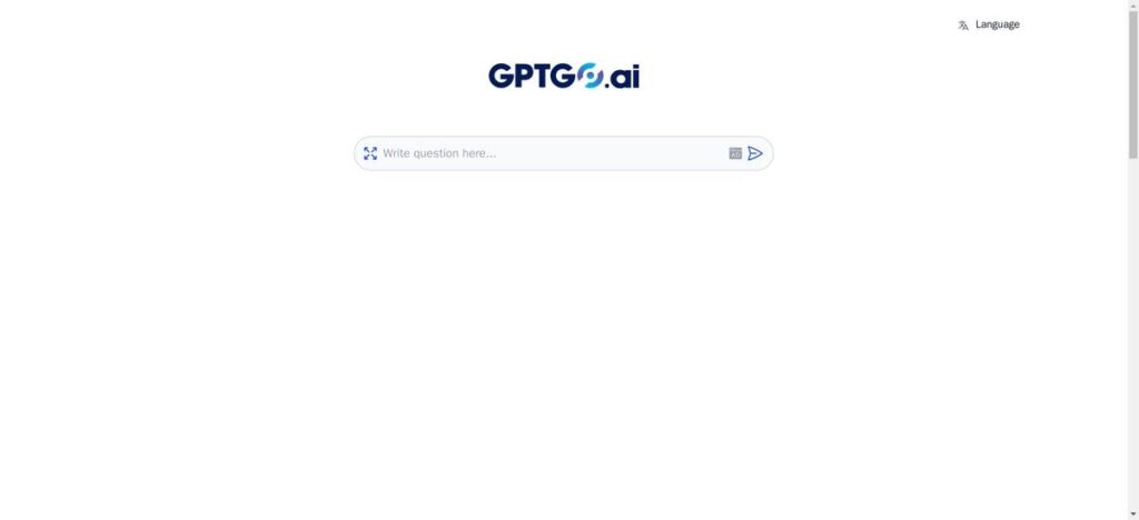 Presentation of the gptgo ai tool's homepage to guide user to the right website