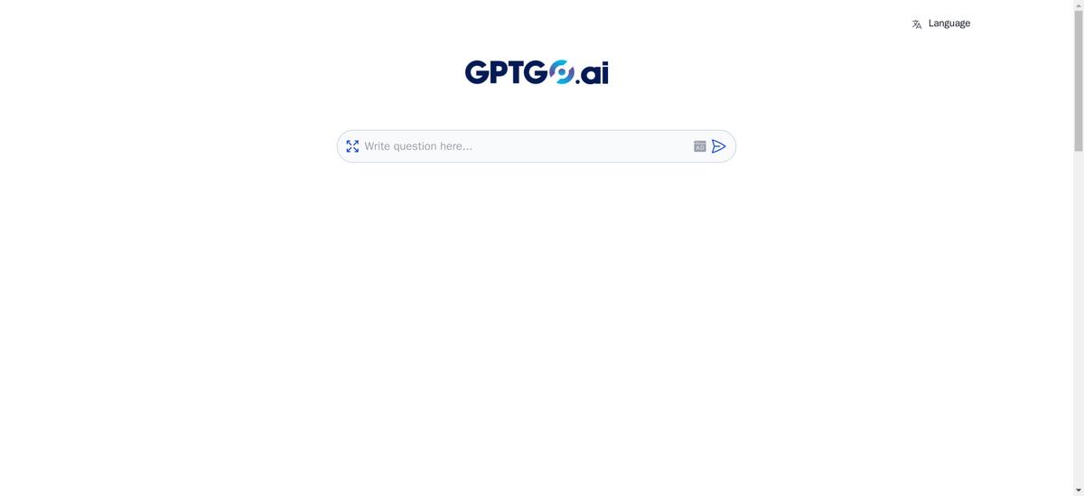 Presentation of the gptgo ai tool's homepage to guide user to the right website