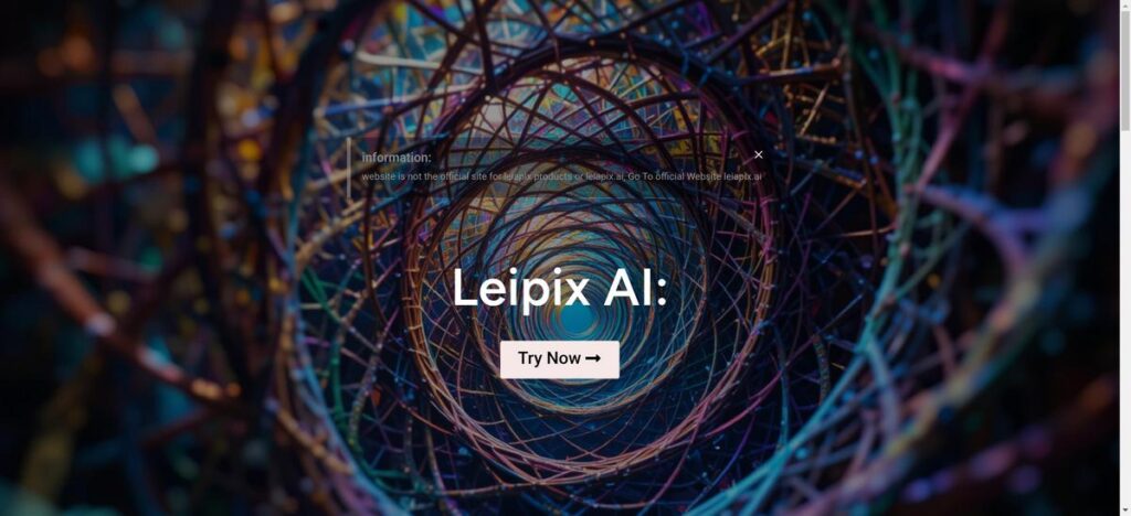 Presentation of the leiapix ai tool's homepage to guide user to the right website