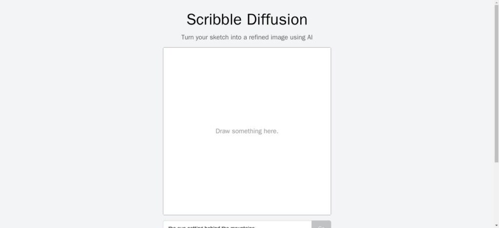 Presentation of the scribbled diffusion ai tool's homepage to guide user to the right website